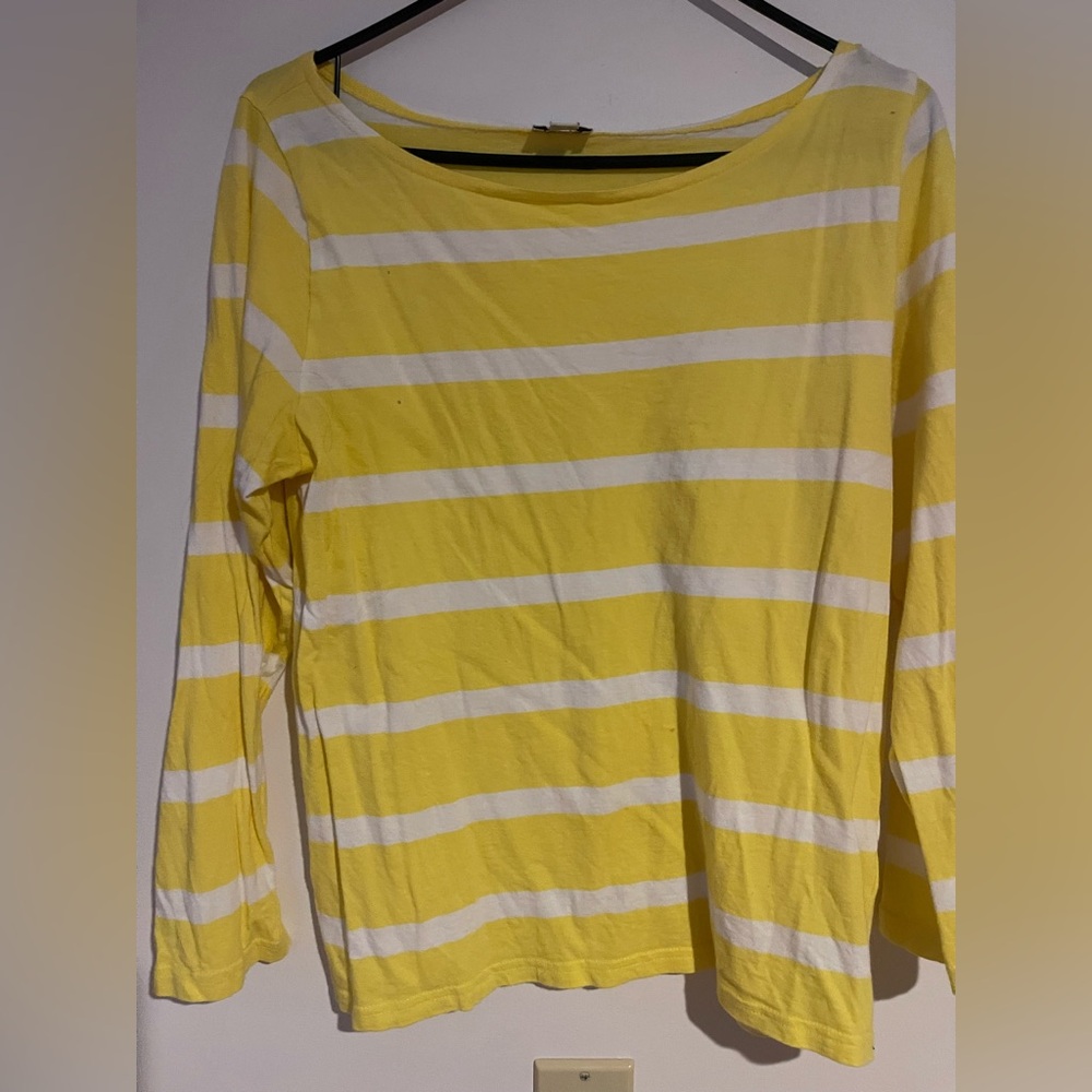 J. Crew Sunny Yellow and White Striped Long Sleeve Top